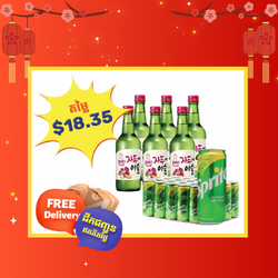 🔥Bundle Set - JINRO CHAMISUL PLUM Soju-360ml (6Bottle) & Sprite Can 330ml (24cans)