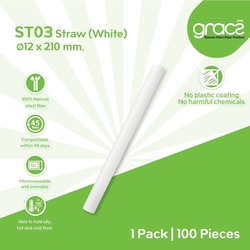 ST03CL Natural Plant Fiber Bubble Tea Straw 12 x 210mm White x 100pcs