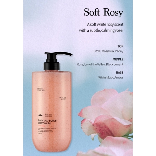 Bathpa bath salt scrub body wash/សាប៊ូស្ក្រាប់- Soft Rosy