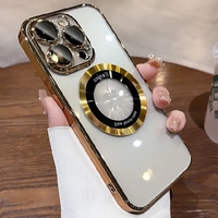 Case សំបកទូរស័ព្ទជ័រទន់ មានឡេន មានដុំម៉ាញ៉េទិច Iphone 15 Pro max