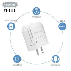 YESPLUS SMART CHARGER & FAST CABLE 18W+QC 3.0 CHARGER White - Type C- 1set