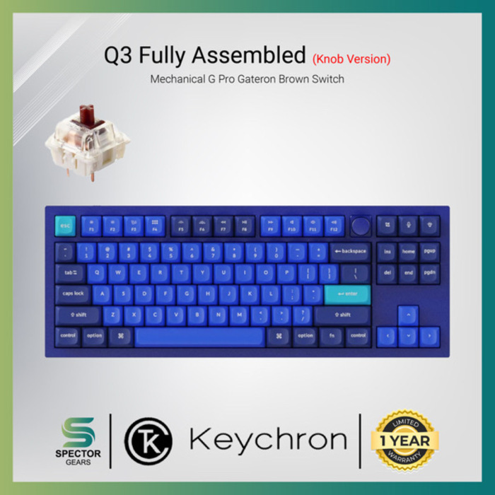 Keychron Q3 Fully Assembled Knob RGB Hot-Swappable Gateron G Pro Mechanical Brown Switch