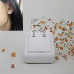 Silver Rhodium Plated Gems Earring