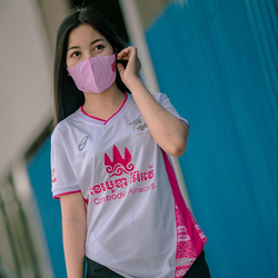 អាវកីឡានារី ដៃខ្លី ពណ៌សលាយផ្កាឈូក