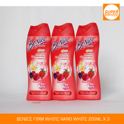 សាប៊ុដុសខ្លួន Benice Firm White Nano White ២០០មល ចំនួន ៣ដប