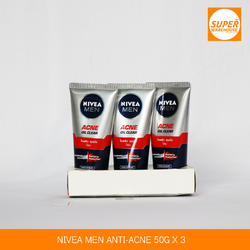 ហ្វូមលាងមុខបុរស Nivea Men Anti-Acne Foam ៥០ក្រាម ចំនួន ៣ដប