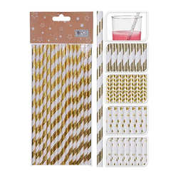 KOOPMAN 170451250 Drinking Straws Paper Gold Foil Print 