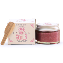 ស្ក្រាប់មុខ ផ្សំពីអង្ករផ្កាម្លិះ និងផ្កាកុលាប