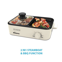POWERPAC PPMC728 2 IN 1 Steamboat BBQ Plate 1000W