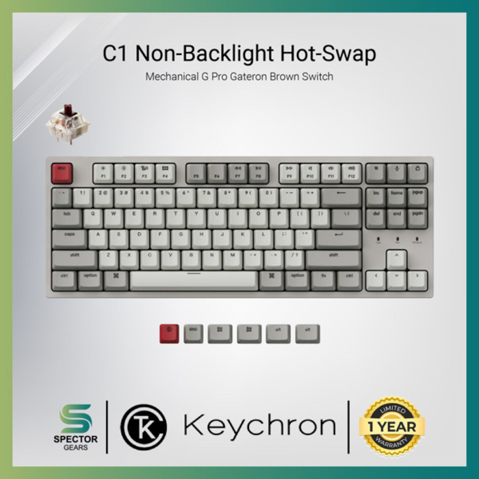 Keychron C1 Non-Backlight Hot-Swappable Keychron Mechanical Brown Switch (Retro Color)