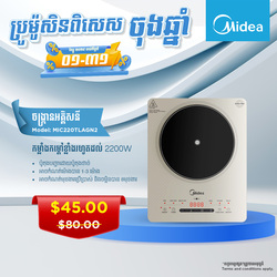 Midea Induction Cooker Induction Cooker 2200W,Ashkin Gold - MIC220TLAGN2 