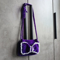 Handmade Crochet Multi Purpose Bag - Violet (Velvet Yarn)