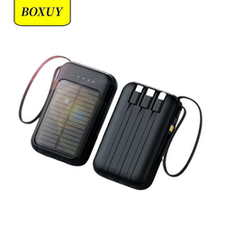 BY-S162# SOLAR POWER BANK BUILT IN WITH CABLE 10000mAh/Black/1pcs