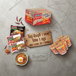 🔥ទិញ 1កេស Indomie Mi Goreng Fried Noodles ថែម Pop Mie (រសជាតិជូរហឹ) 1យូរ (6កំប៉ុង)