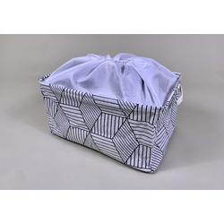 Fabric Storage Basket (L) - White Geometric 