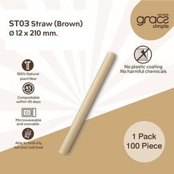 ST03CL Natural Plant Fiber Bubble Tea Straw 12 x 210mm Brownx 100pcs