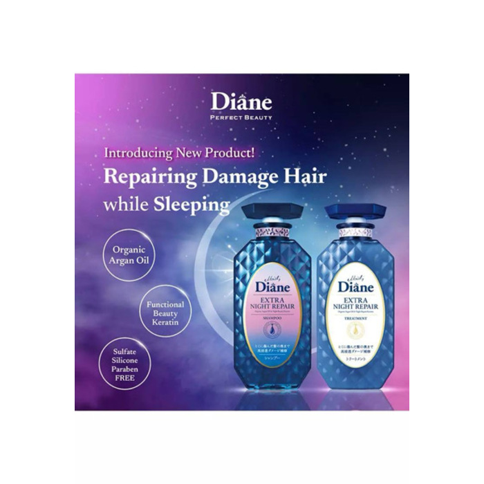 [Moist Diane] EXTRA NIGHT REPAIR Organic Argan Oil & Night Repair Keratin Shampoo and Treatment 