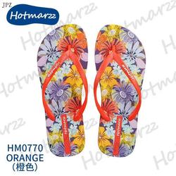 Hotmarzz Italian Flower Orange Flip Flop 