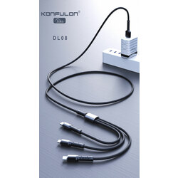 Konfulon Charger Cable DL08 MICRO & Lightning & TYPE-C
