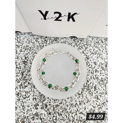 Goth Bead Decor Chain Bracelet