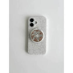 ins Beautiful White Lace Lily Magnetic Stand Suitable for iPhone 17