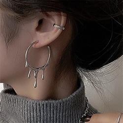 Gothic Silver Color Irregular Big Hoop Earrings
