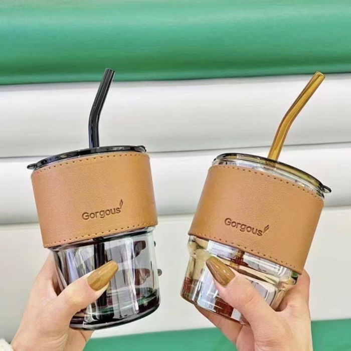 450ml Portable Coffee Cup with Leather Cover