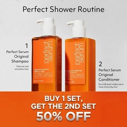 🔥Buy 1 Set, Get the 2nd Set 50% Off - Set MISE EN SCENE Perfect Original Shampoo/ឈុតសាប៊ូនិងក្រែមបន្ទន់សក់ - 680ml