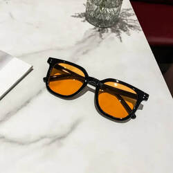 2026 New Square Simple Thick-Frame Sunglasses, Brown and Yellow