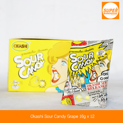 Okashi Sour Candy Grape 16g Pack of 12