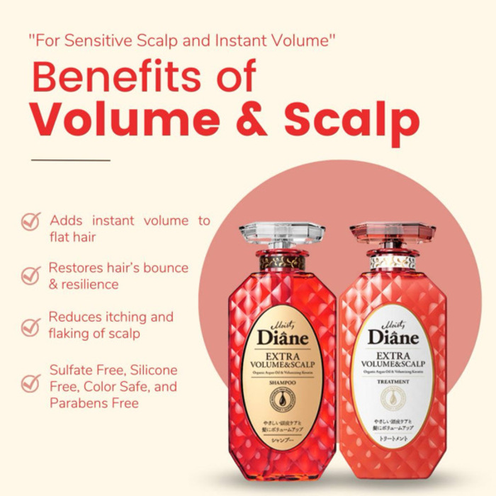 [Moist Diane] EXTRA VOLUME & SCALP Organic Argan Oil & Volumizing Keratin Shampoo and Treatment 