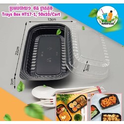 ប្រអប់ប្លាស្ទិច 1ថត ខ្នាតតូច សម្រាប់ដាក់អាហារ  ពណ៌ខ្មៅ