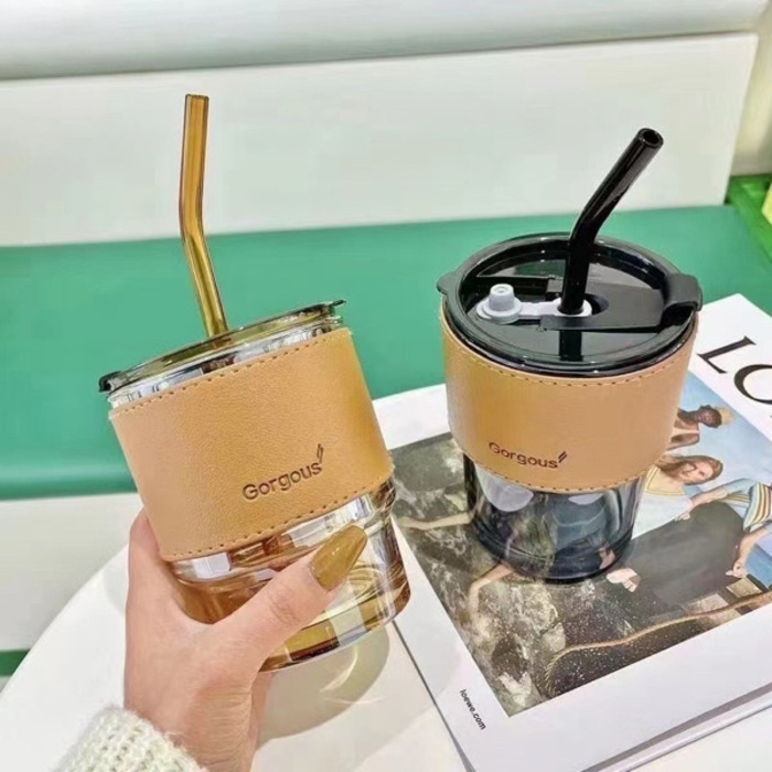 450ml Portable Coffee Cup with Leather Cover