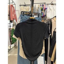 Women Ribbed Mock Neck T-Shirt