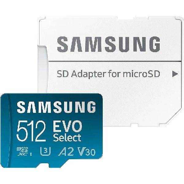 SAMSUNG EVO Select Micro SD-Memory-Card + Adapter, 512GB microSDXC 130MB