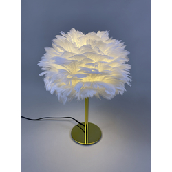 Feather Lamp - White w/Golden Base