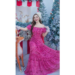  [ បិទស្មា | Off shoulder ] SET Chiffon #Pink (00-223) 