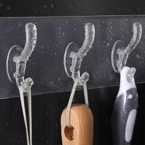 6 Rows Transparent Wall Hooks 