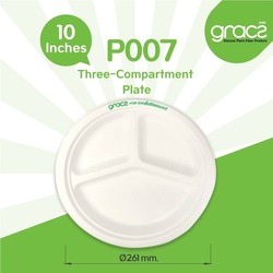 CL-P007 Classic Compostable Three-compartment Plate 10 inch x 50pcs