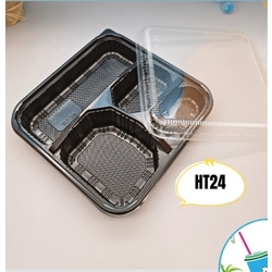 4 Trays Rice Box HT24 (50PCS) - Black
