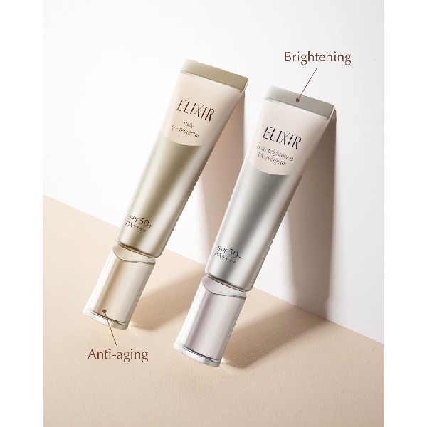 ELIXIR Day Care Revolution Sunscreen by Shiseido-Gold/ឡេលាបមុខការពារកំដៅថ្ងៃ