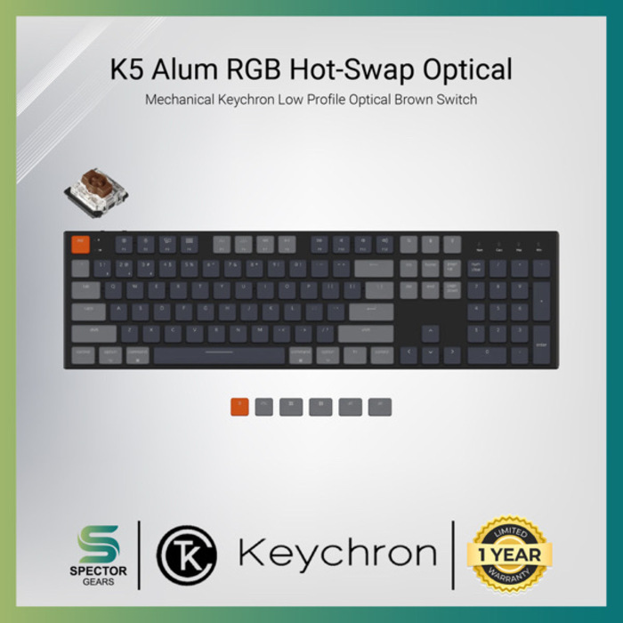 Keychron K5 Aluminum RGB Hot-Swappable Keychron Low-Profile Mechanical Brown Switch