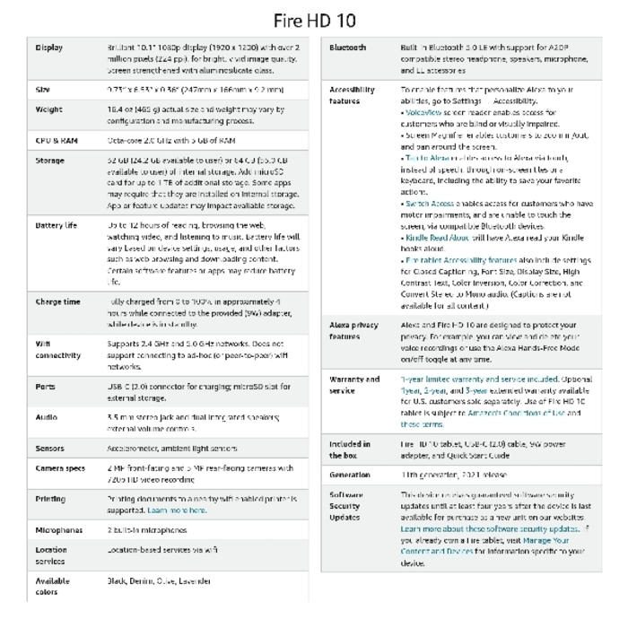 Amazon Fire HD 10 Tablet 32GB