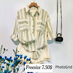 Women Striped Shirt Free Size