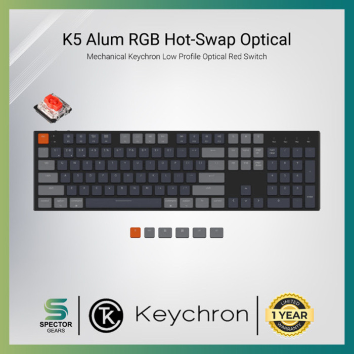 Keychron K5 Aluminum RGB Hot-Swappable Keychron Low-Profile Mechanical Red Switch