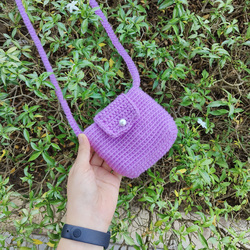 Handmade Crochet Mini Bag with Flower Charm 