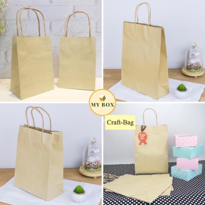 #0204007 Cream Paper Bag (Craft Bag) Size M 21x11x29cm - 20PCS