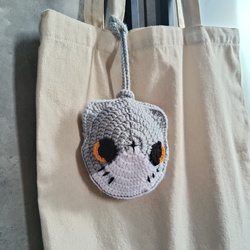 Handmade Crochet Mouse Keychain Pouch - Grey (S, M, L)