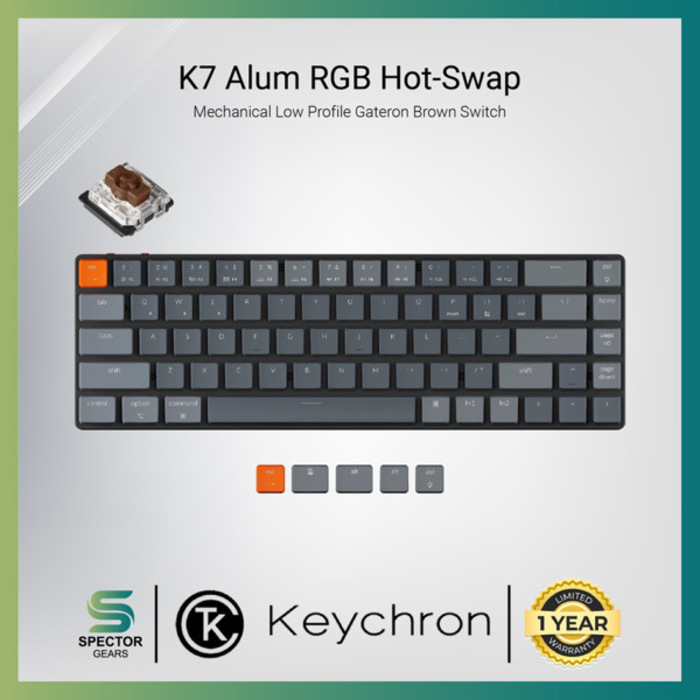 Keychron K6 Aluminum RGB Hot-Swappable Gateron G Pro Mechanical Brown Switch