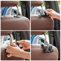 2PCS Universal Car Seat Back Hook Backrest Hanger - Black